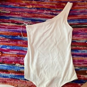 White One shoulder Body suit